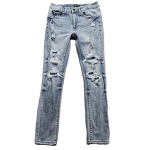 Waimea Skinny Fit Jeans Mens 30 Blue Light Wash Holey Thrashed Destroyed 30x31